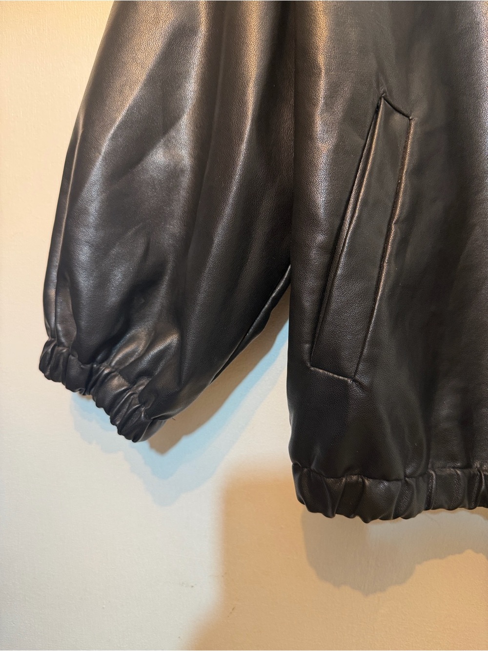Dazy Black Faux Leather Bomber Jacket - Picture 2 of 6